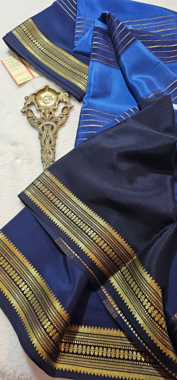 Mysore Crepe Silks Sarees - All Over Lines