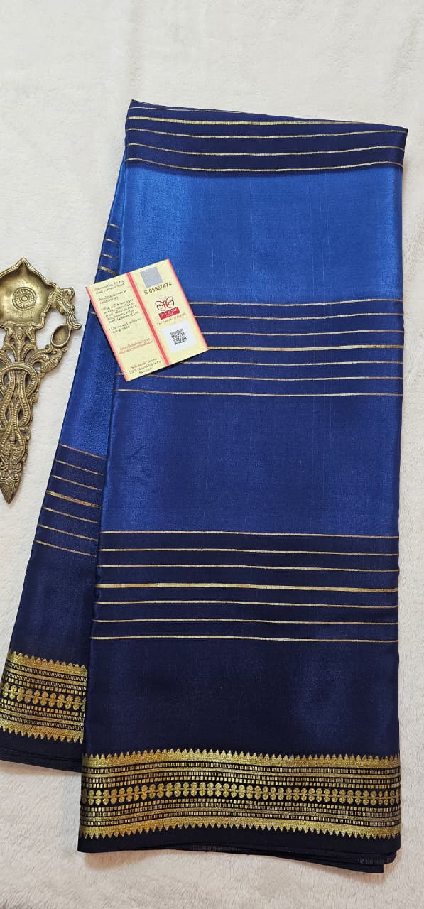 Mysore Crepe Silks Sarees - All Over Lines