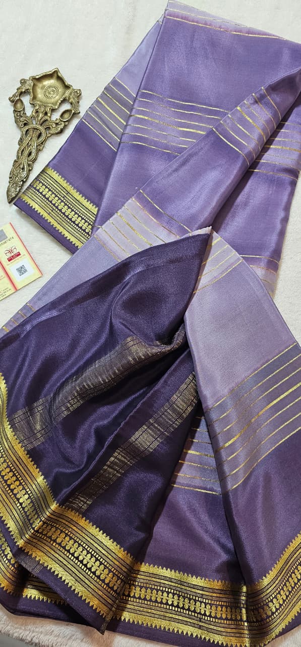 Mysore Crepe Silks Sarees - All Over Lines