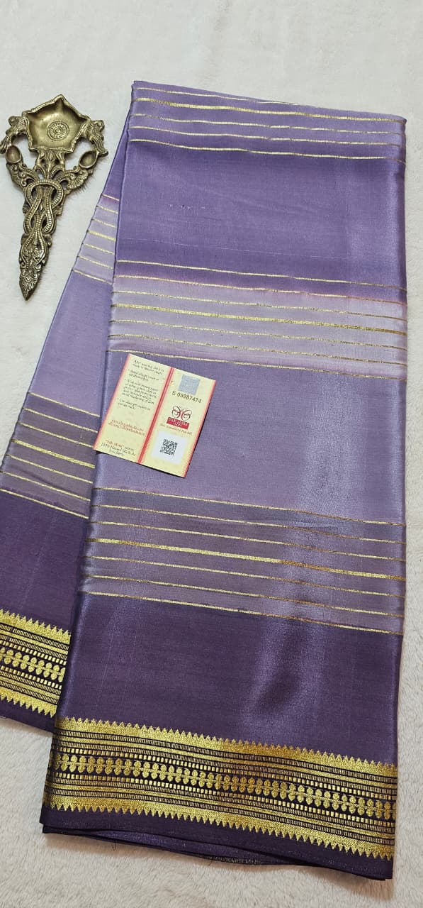 Mysore Crepe Silks Sarees - All Over Lines