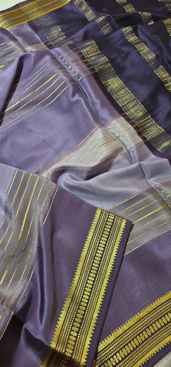 Mysore Crepe Silks Sarees - All Over Lines
