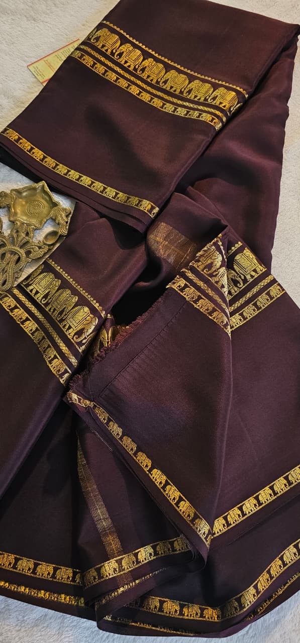 Mysore Crepe Silk Sarees - Self Colors (Heavy)