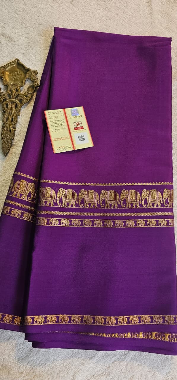 Mysore Crepe Silk Sarees - Self Colors (Heavy)