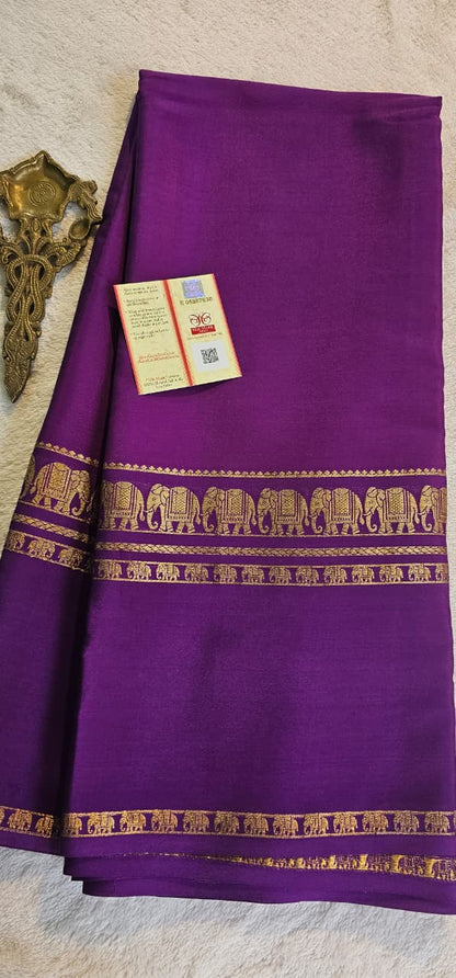 Mysore Crepe Silk Sarees - Self Colors (Heavy)