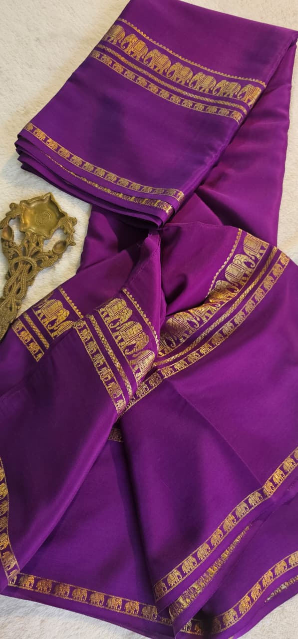 Mysore Crepe Silk Sarees - Self Colors (Heavy)