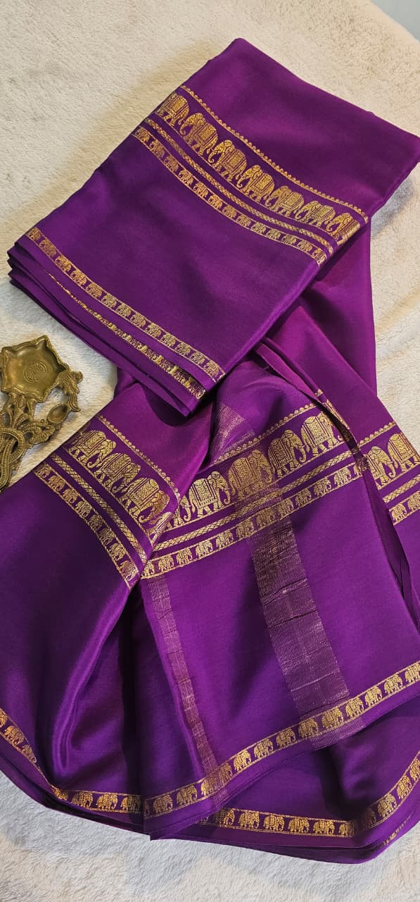 Mysore Crepe Silk Sarees - Self Colors (Heavy)